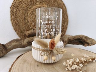 Windlicht aus Raysin mit Spruch – Kerzenglas als Geschenk & Deko