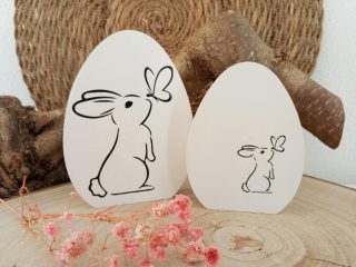 Ostereier Hase Raysin modern weiß Osterdeko