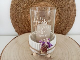 windlicht raysin mit glas und schriftzug liebe wohnt deko