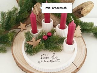 Adventskranz Raysin mit Kerzen und Kugeln modern